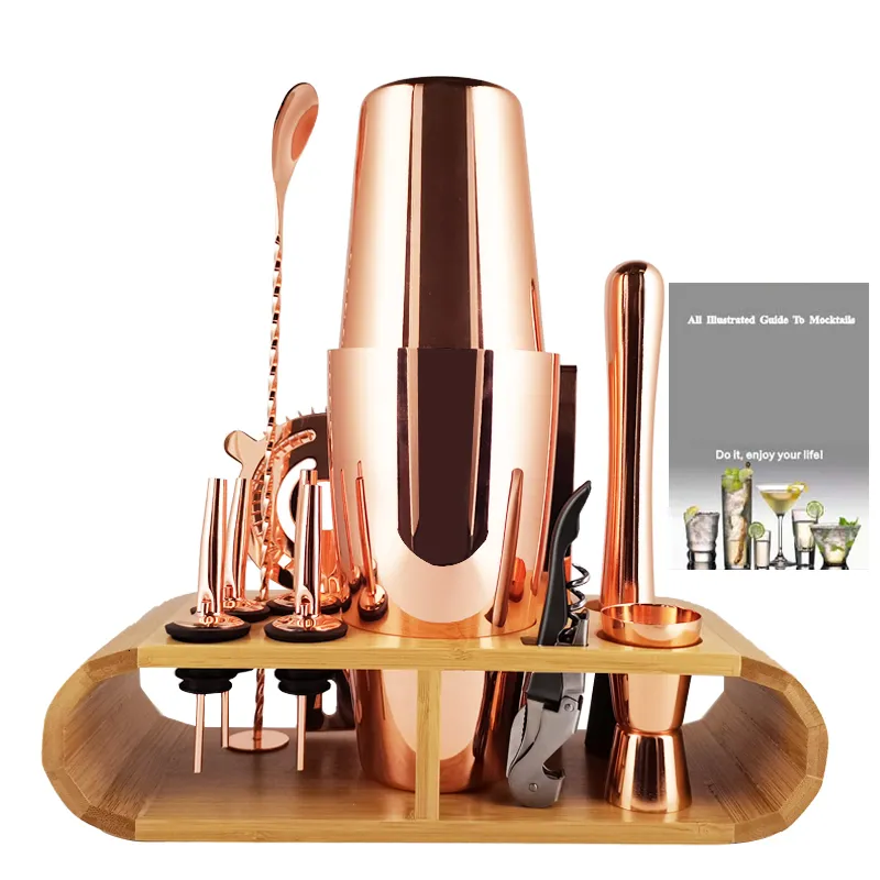 Bar Tools Shaker Bartender 113 Piece Metal Boston Cocktailshaker Rose Gold Black Cocktail Set Wine Stopper Mixer Jigger 230809