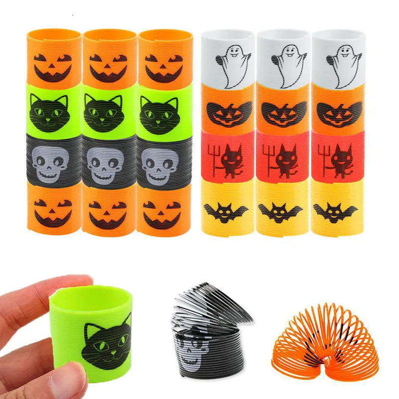 Halloween Toys 12pcs Magic Springs Toy Treat Kid Favor Halloween Gift Carnival Ghost Decor Kindergarten Child Goodie Bag Filler 230810