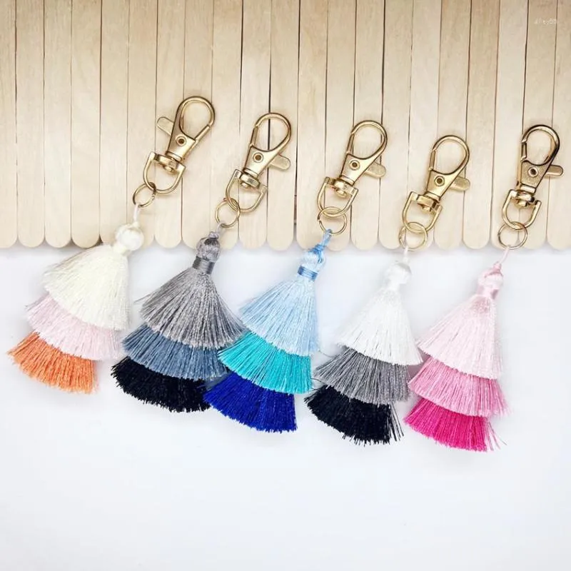 Keychains Creative Cotton Thread Tassel Keychain Seven Colorful Car Pendant Women's Bag Accessory