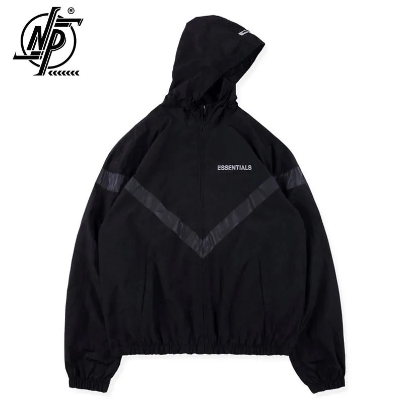 Mens Jackets HipHop Reflective Hooded Jacket Men Women 1 Quality Black Windbreaker Coat Fashion Top Spring 230809