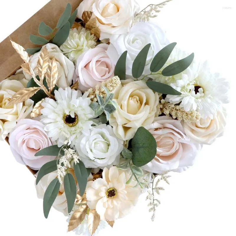 Fiori decorativi Set di fiori di rose artificiali per matrimoni Bouquet da sposa fai-da-te Compleanni Regali di San Valentino e decorazioni per la casa