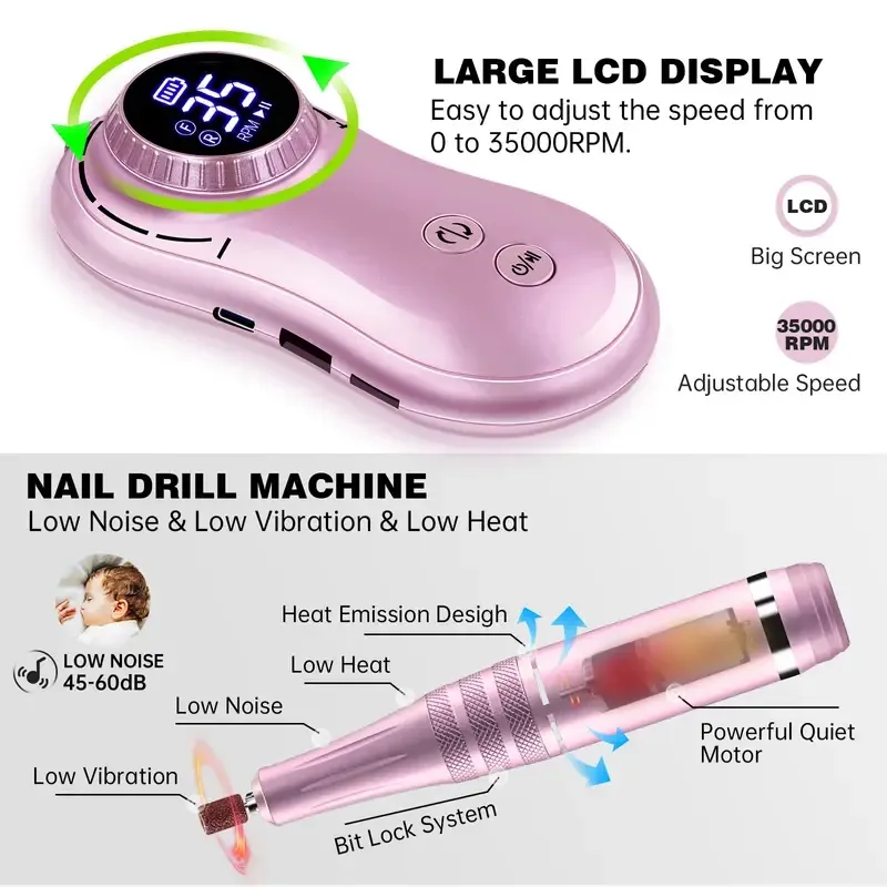 56-Piece Professional Electric Manicure & Pedicure Kit - Rechargeable Nail Drill, Clippers & More!