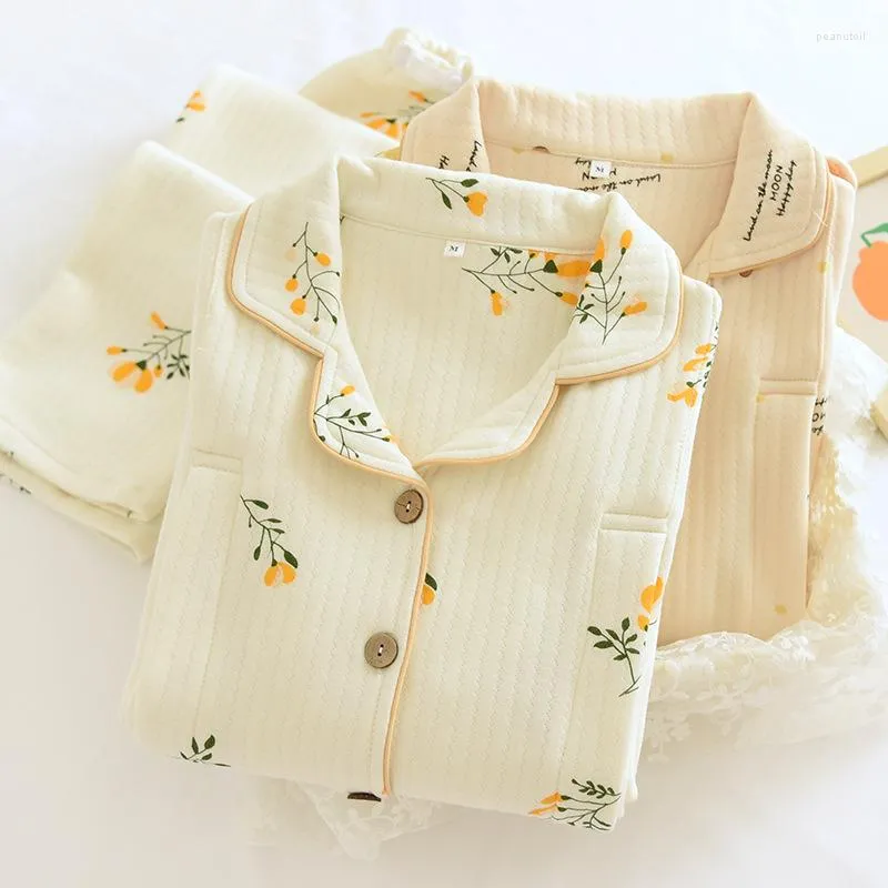 Kvinnors sömnkläder Höst 2023 Gravid pyjamas Set Cotton Girls Set Full Clothes Sleep Tops WPS032