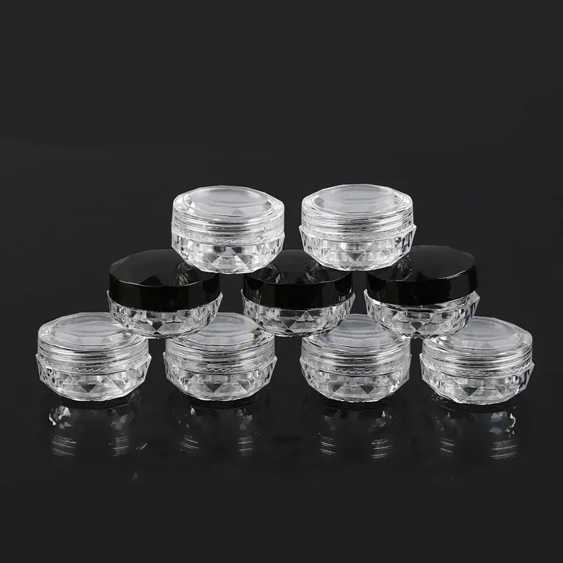 3ML 5G Diamond Shape Cream Box Acrylic Bottle Diamond Cream Nail Glitter Pots Makeup Packing Cream Jars Cosmetic Packaging