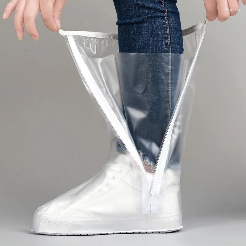 Storage Bags High Tube Rain Shoe Cover With Pressed Edge Thickened Sole Wear Resistant Rainproof Unisex Reusable PVC Outdoor