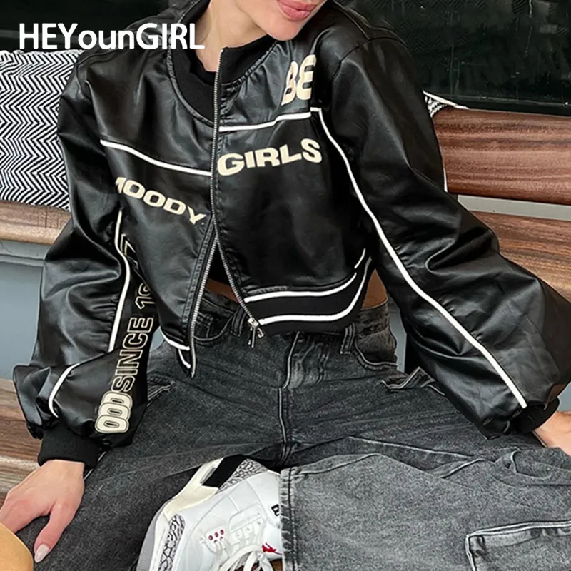 Womens Leather Bomber, Y2K Short Coat, Urban Style | DHgate
