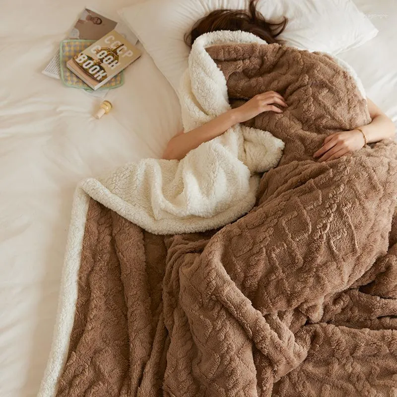 Winter Double Layer Thick Fluffy Weighted Blanket Soft And Warm Sherpa Wool  Geometric Plaid Taff Cashmere Lamb Throw Perfect Girls Gift From Dagongre,  $37.28