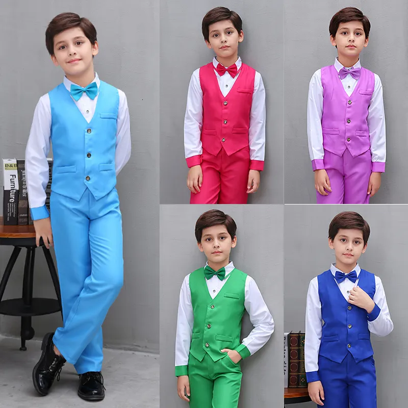 Ternos LOLANTA 4 peças Crianças Meninos Colete Formal Ternos Roupas Infantis Conjuntos Casamento Piano Performance Outfits 3-12 Anos 230809