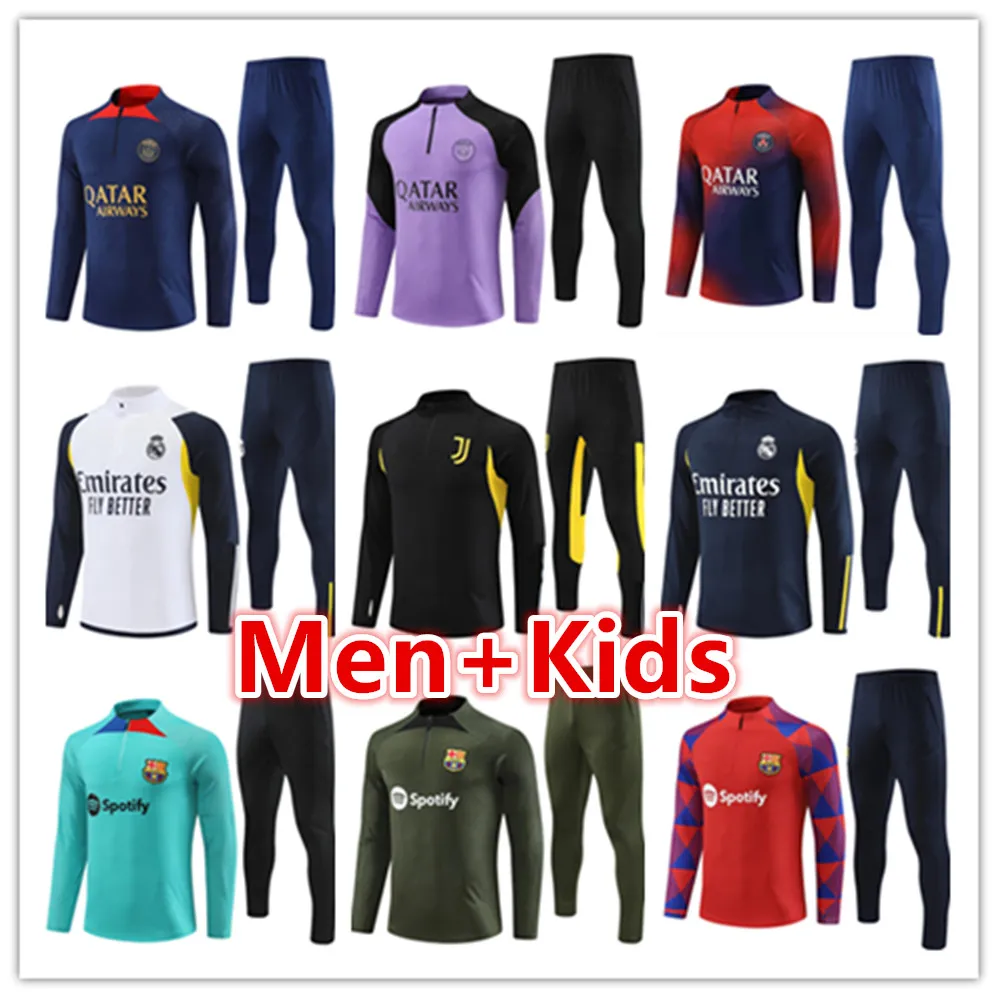 22 23 24 PSGS Erkek ve Çocuk Futbol Terzini Jersey Maillot Kit 2023 2024 Paris Mbappe Erkek Futbol Formaları Eğitim Trailsuits Ceket Seti Chandal Survetement Ayağı