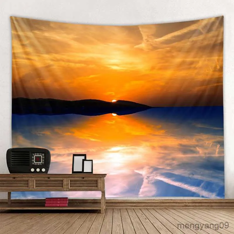 Tapestries Customizable Wall Hanging Boho Wall Tapestry Mandala Wall Art Decoration Beautiful Sunrise Sunset Landscape Large Wall Tapestry R230810