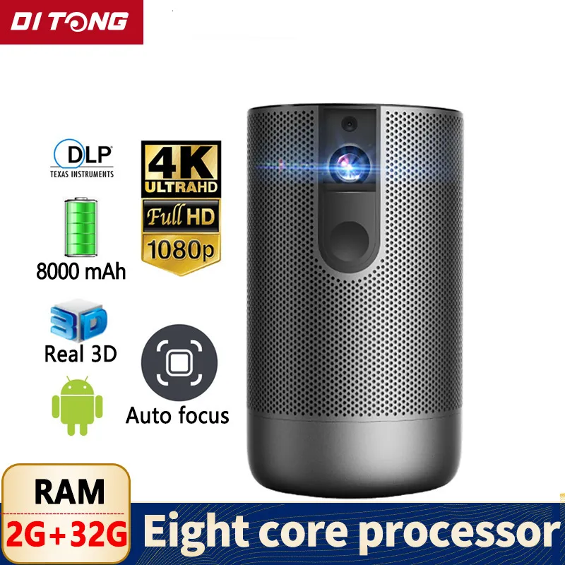 Projektory Smart DLP Mini Projector 1080p 2.4G / 5G Projektor bezprzewodowy Full HD Android 2G 32G / 16G Obsługa wideo 4K 3D Beamer 230809