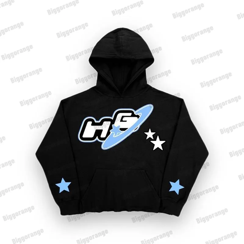 Gunge Y2K Oversized Zip Up Hoodie With Harajuku Star Anime Graphic