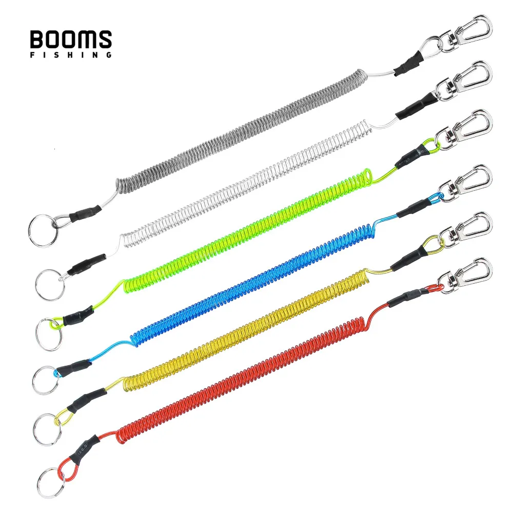 Monofilament Line Booms Fishing T4 Coiled Lanyard or Safety Rope Wire Steel Camping Secure Pliers Lip Grips 1.5m Max Stretch Fishing Tools 230810