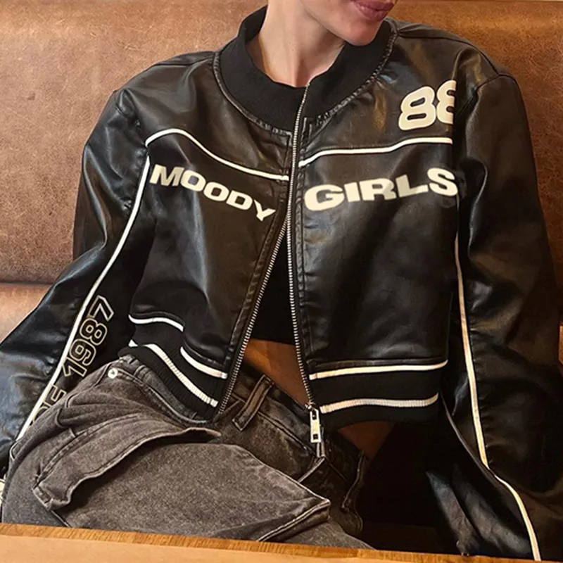 Womens Leather Bomber, Y2K Short Coat, Urban Style | DHgate