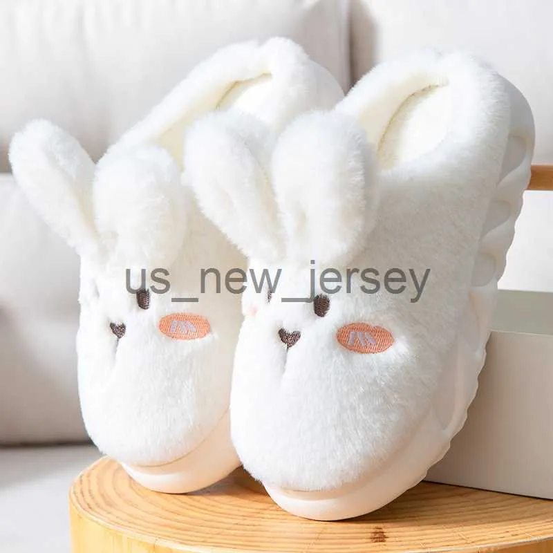 Slippers House Slippers Winter Cotton Slippers Home Warm Indoor Cute White Bunny Slippers Soft Warm Woman Fluffy Furry Soft Sole Shoes J230810