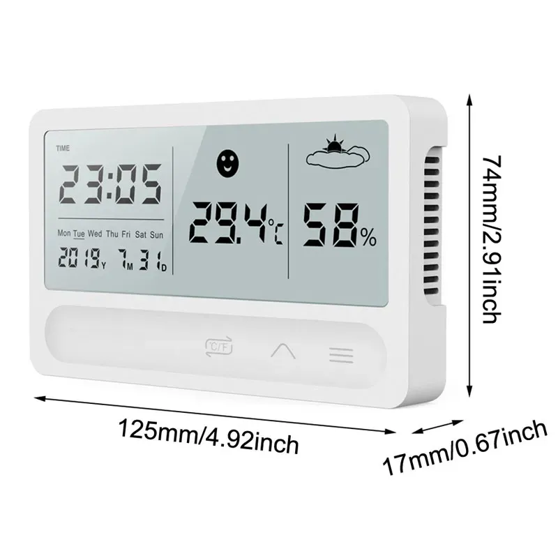 Touch Weather Station Digital LCD Display Touch Button Indoor Temperature Humidity Monitor Hygrometer Weather Forecast Clock BH2531 TQQ