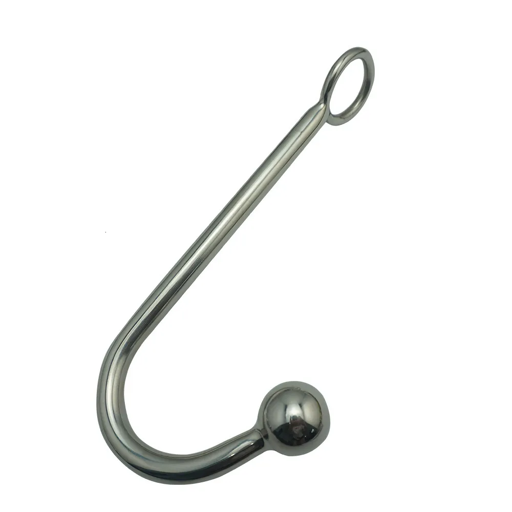 Anal Toys stainless steel metal anal hook with ball hole butt plug dilator prostate massager SM bondage sex to_voghion.com