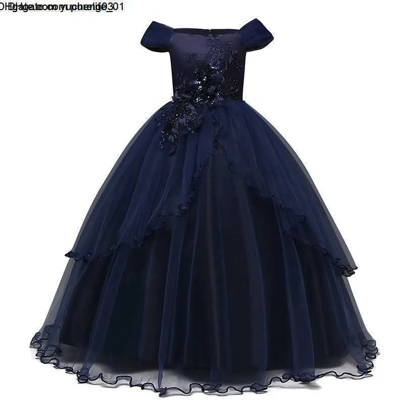 Elegante abito da sera da ballo da ballo Kids Princess First Communione Teenager Black