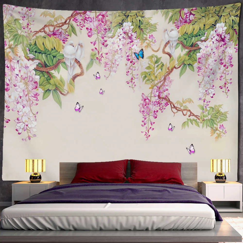 Tapisseries Vintage Floral décoratif peinture tapisserie tenture murale bohème esthétique salle à manger fond décor tissu