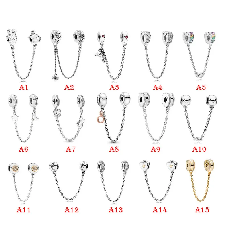 S925 Sterling Silver Shining Love Personal Galaxy Heart Sign Flying Dance Safety Chain Pandora DIY String Beads Accessories Free