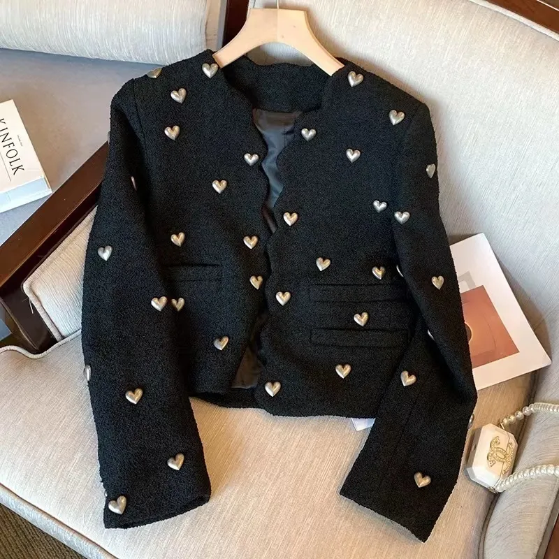 Bluzy męskie bluzy modowe Tweed Kurtki dla kobiet 2023 Projektant o szyja wełniane płaszcze z długim rękawem jesienne zimowe zniszczenie vintage koreańskie 230810