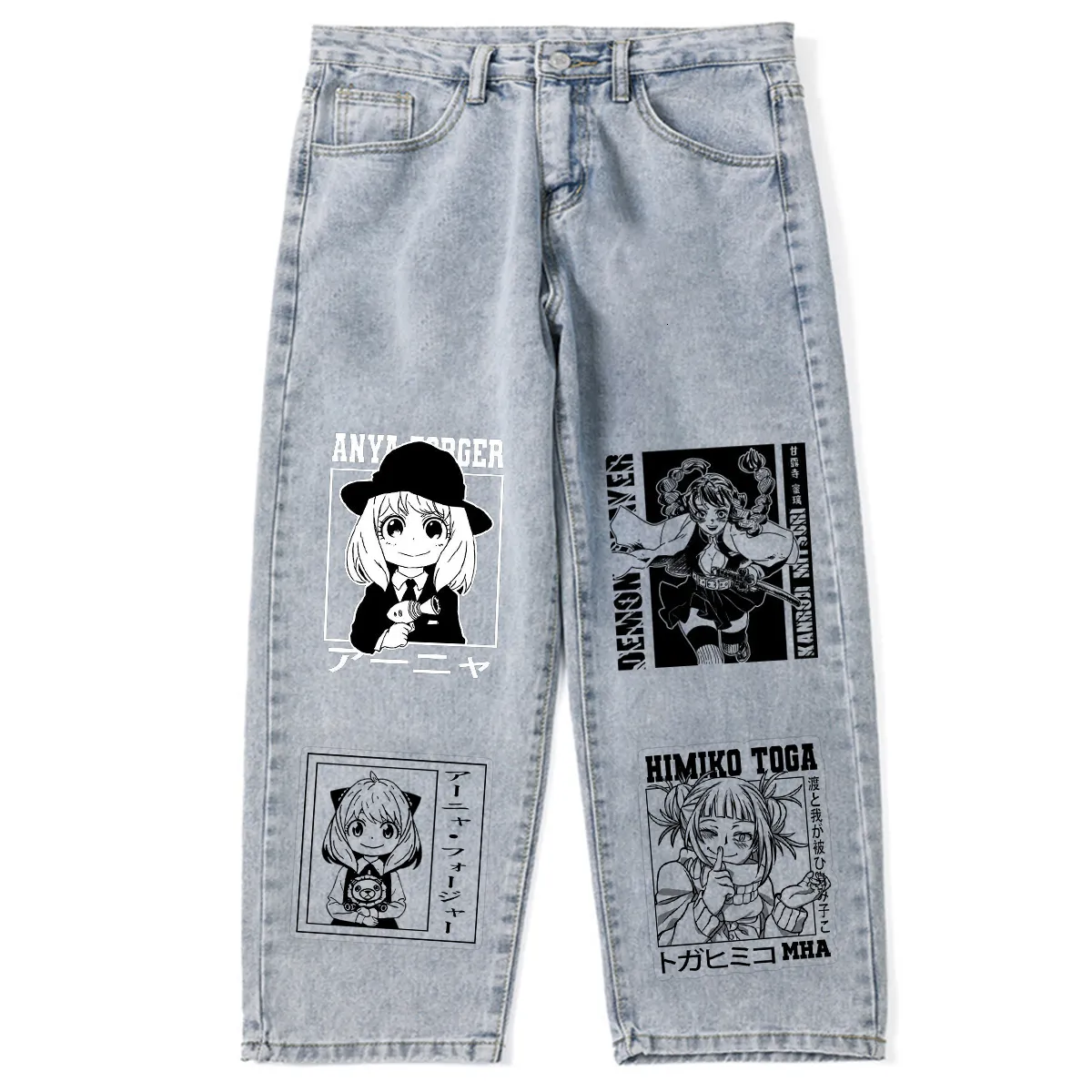 Jeans pour hommes anime filles lâches hommes y2k collège harajuku vintage streetwear pantalon gothique rock punk oversize femmes grunge 230810