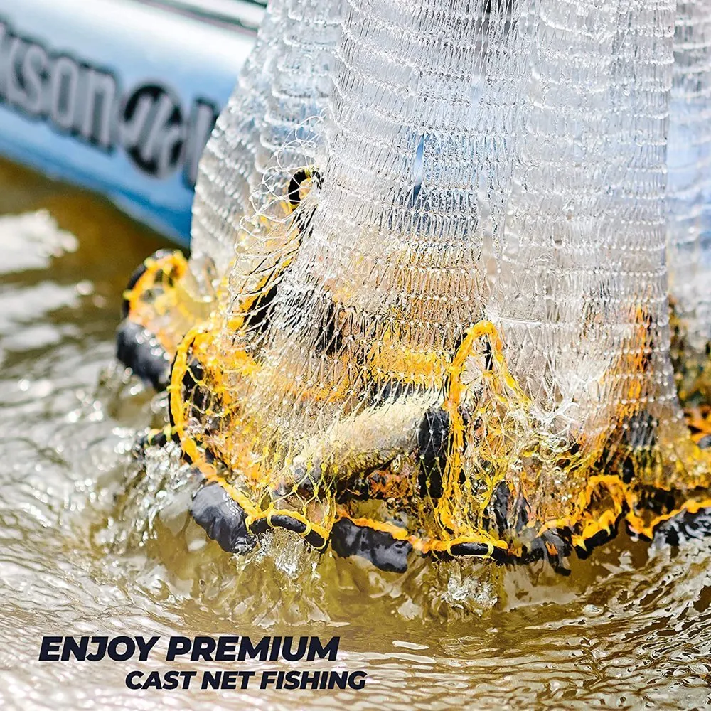 Fishing Accessories Throw Cast Net Fish Trap With Bait Bucket And