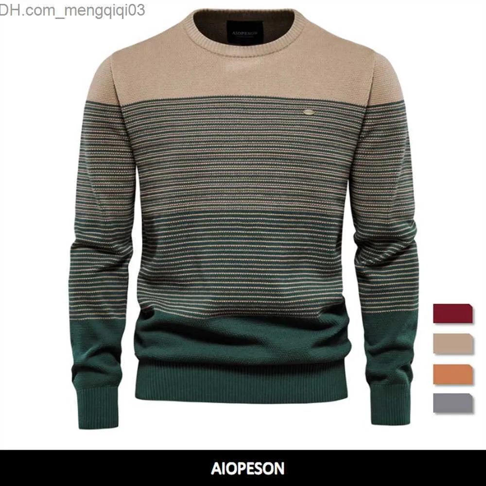 Suéteres masculinos Aiopeseson Brand Cotton Sweater para moda masculina e lazer O-pescoço o-pescoço suéter de malha para o calor do inverno masculino Z230814