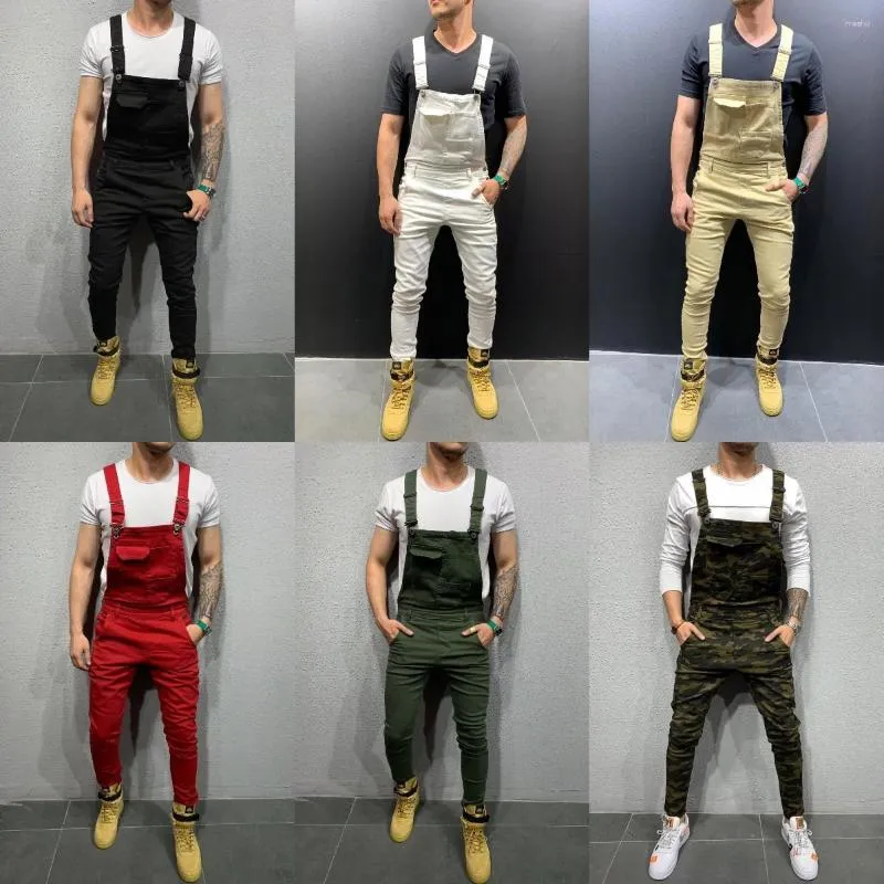 Men's Jeans High Waist Multi-pocket Loose Denim Straight Pants Overalls Stylish Suspender Cowboys Trousers Outerdoor Cargo