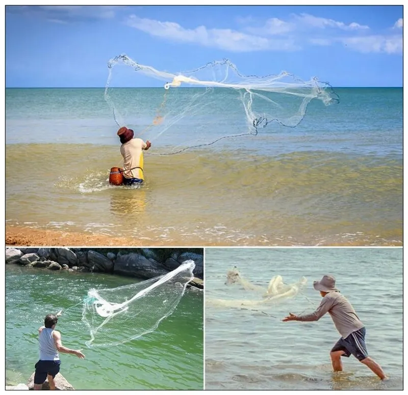 Finefish Hand Cast Net - 25M Pocket Gill Net, Durable Thread, Steel ...
