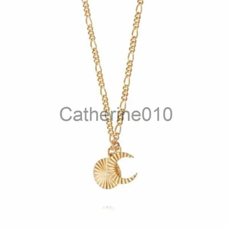 Colliers pendentifs Collier de marque de marque de lune de soleil doré 18 carats domestique avec vitalité et paix intérieure J230811