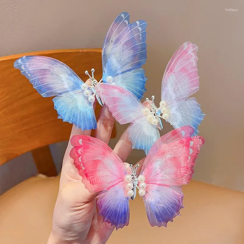 Dog Apparel Fluttering Wings Butterfly Hair Clips Pet Barrettes Fairy Ponytail Duckbill Clip Princess Style Accessories