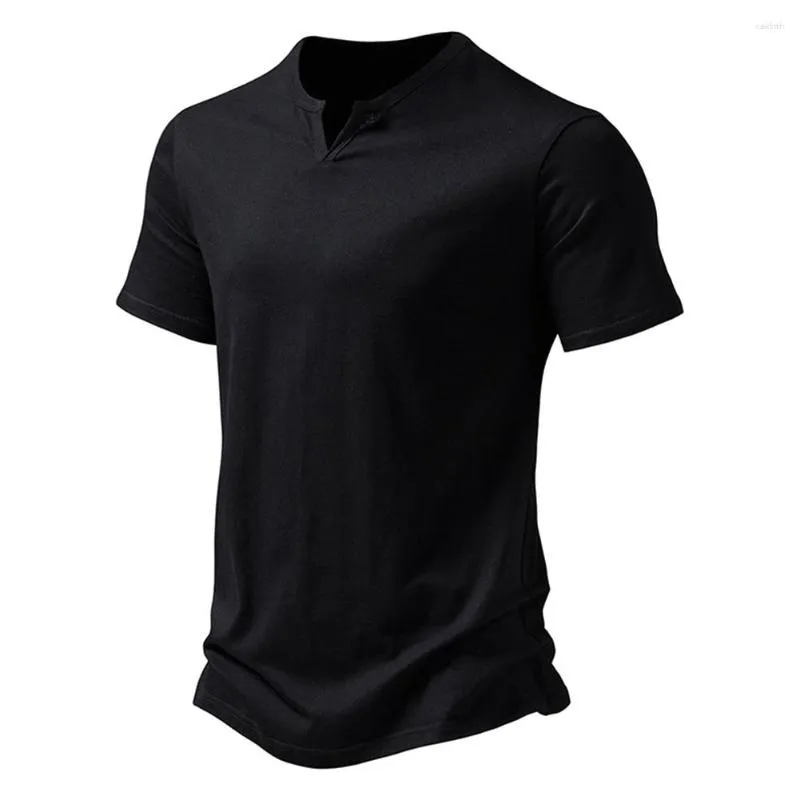 MEN T HIRTS MANS TO TOP Pullover Short Sleve Slim Fit Solid Summer V Neck 1PCS Blued/Black/Green/Gray