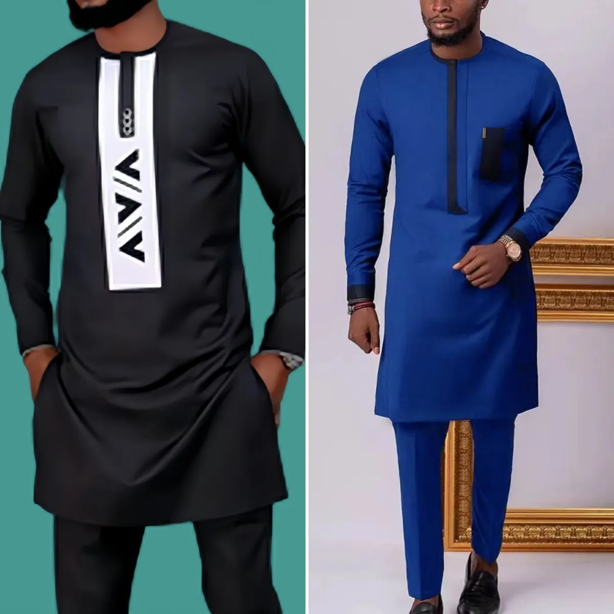 Mens Tracksuits Kaftan Man Outfits Set Top Pants Long Sleeve T Shirt Trouser 2pcs Male Suits Cothing Traditional Casual Ethnic Style Wedding 230811