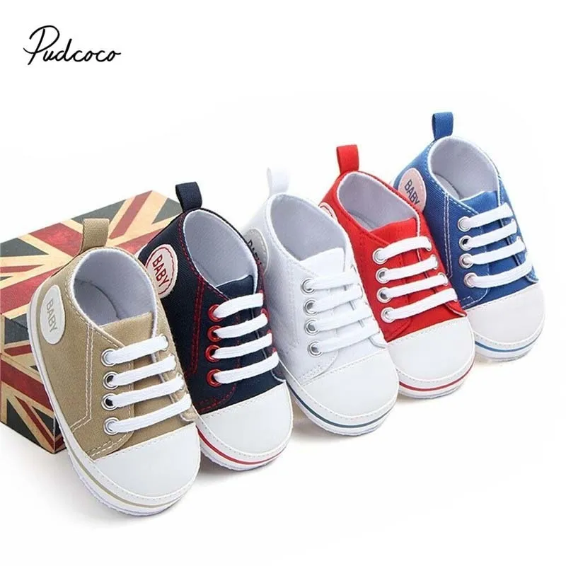 Sneaker baby First Walkers Cute Born Kid Canvas Sneaker Baby Boy Girl Sole Sole Crib Scarpe Pre Walkers 230811