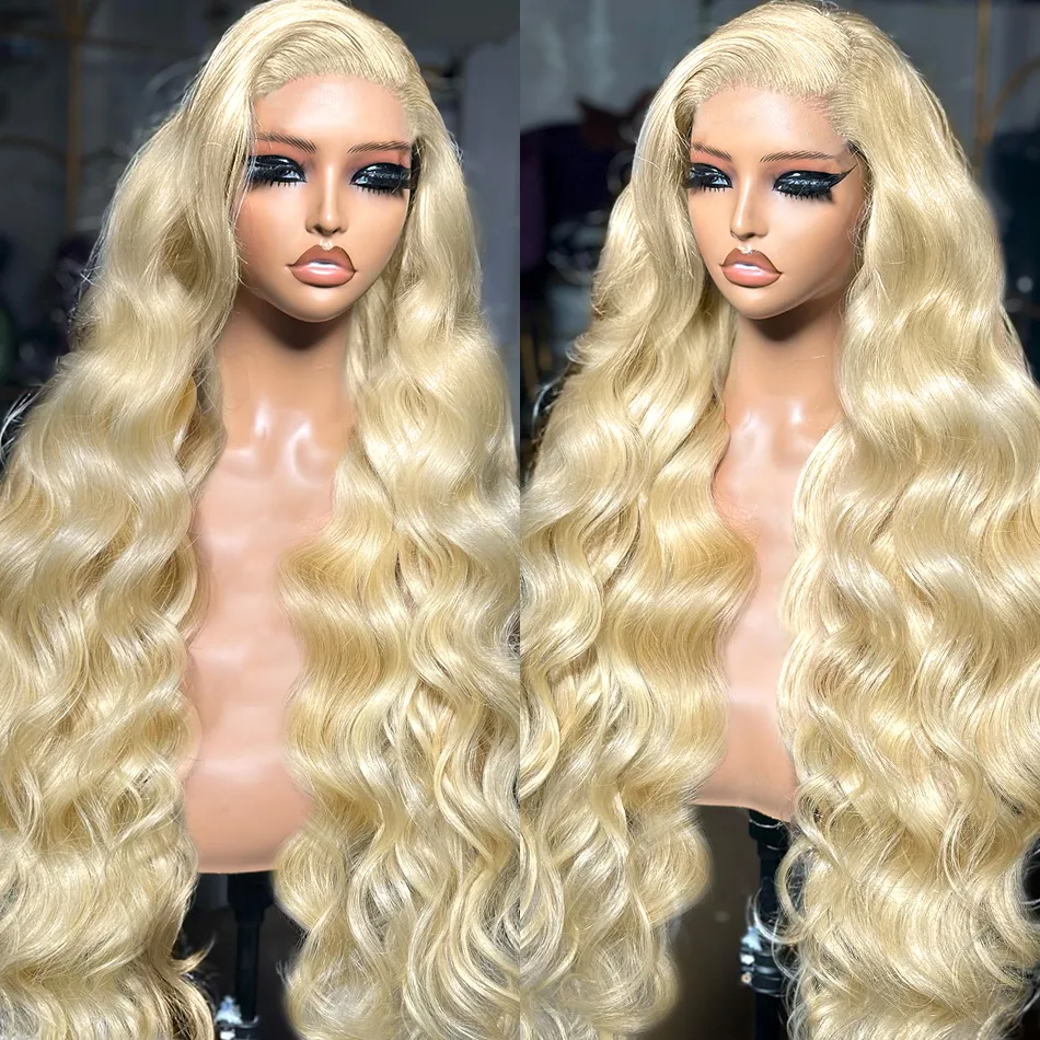 180%Densidad 30 pulgadas 613 Honey Blonde Body Wave 13x6 Peluca delantero Brasil Remy 13x4 HD CABLA CABEZA CONDURA CONDERES