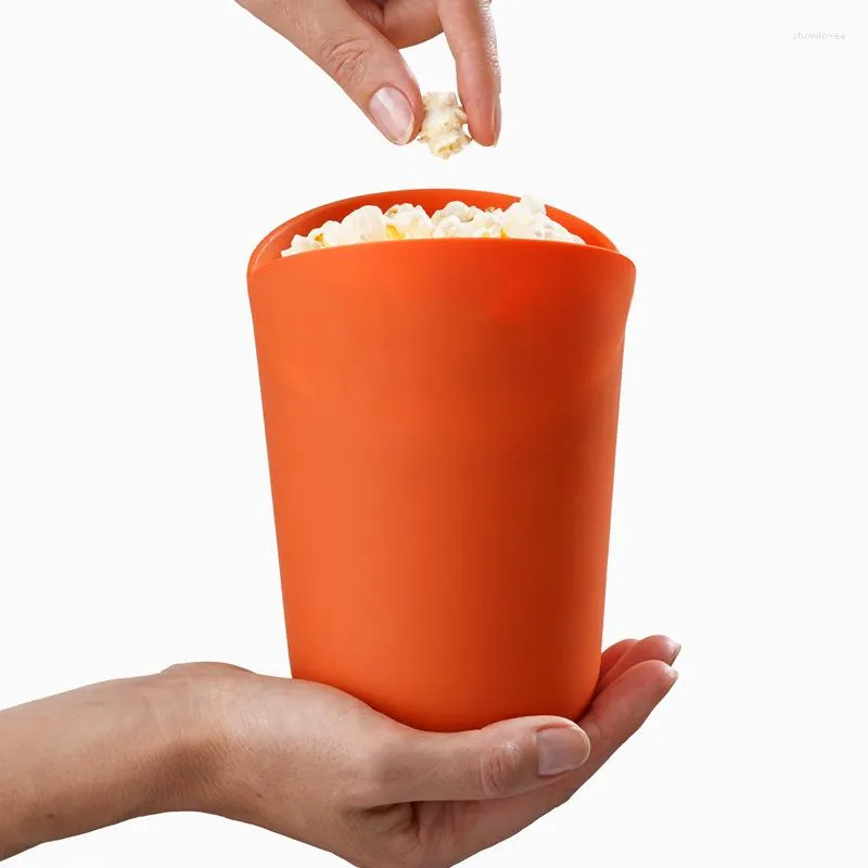 Ciotole Ciotola Accessori da cucina portatili in silicone Secchio Snack Popcorn Pieghevole Multifunzionale Riutilizzabile