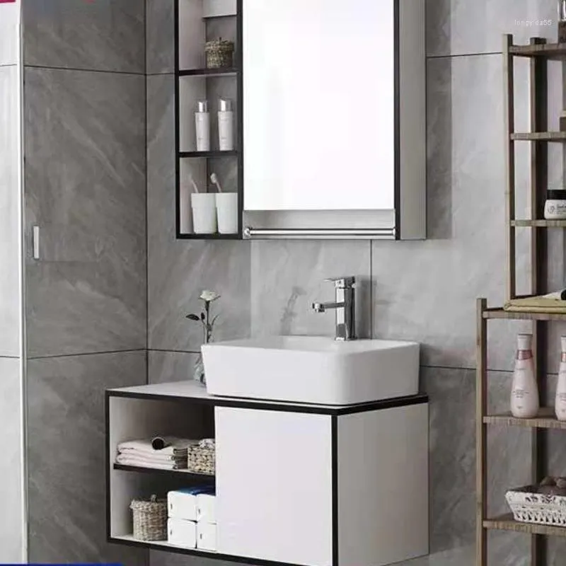 Badrum diskbänk kranar skåp kombination ansikte tvätt tvättbassäng fast trä liten lägenhet väggskåp tvättstand