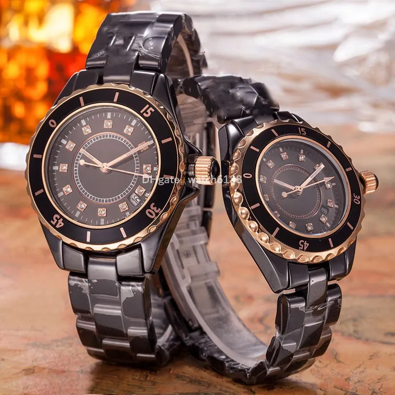 Moda de alta qualidade Cerâmica Quartzo Assista a todos os homens de cerâmica de 38 mm de 33 mm de fivela dobrável de fivela automática Designer de designer relógios clássicos relógios de pulso