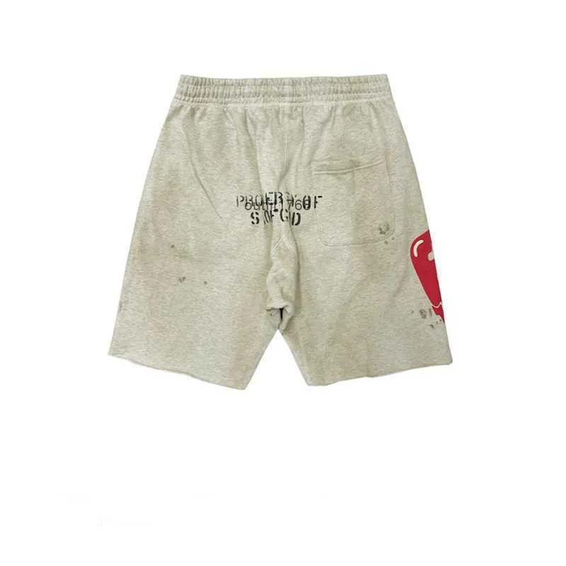 Fog Saint Michael Wash Vintage oude bontrand gespikkelde graffiti losse shorts voor heren
