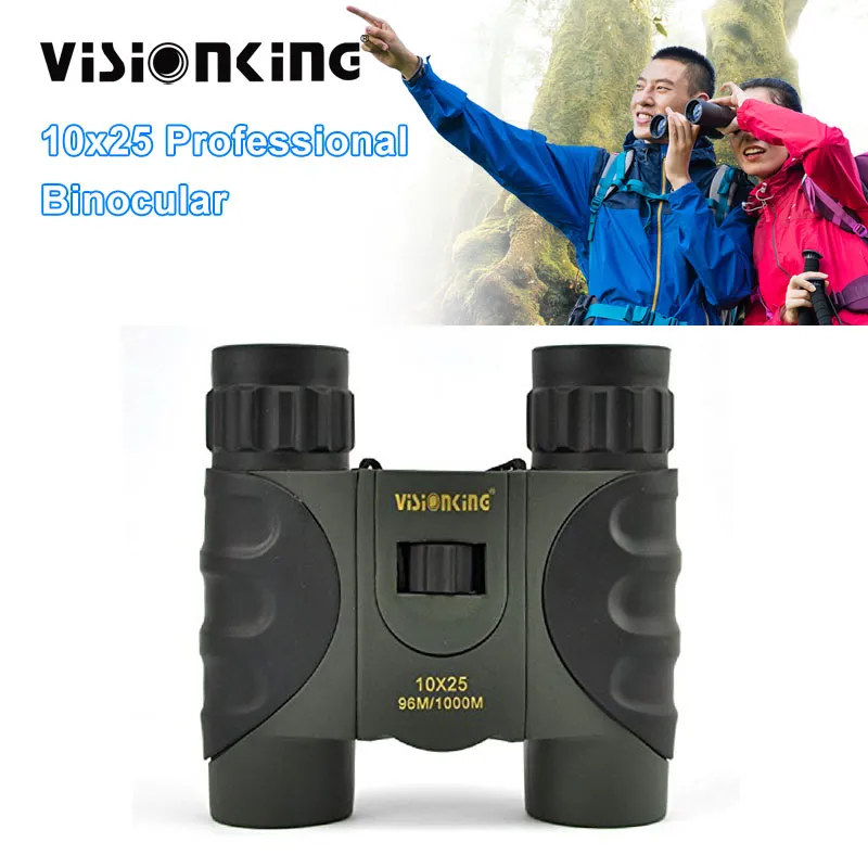 Visionking 10x25 Professional Binocular Telescope Hunting Camping Spyglass Big Vision Bak4 Wide Filed Of View Telescopic Mirror