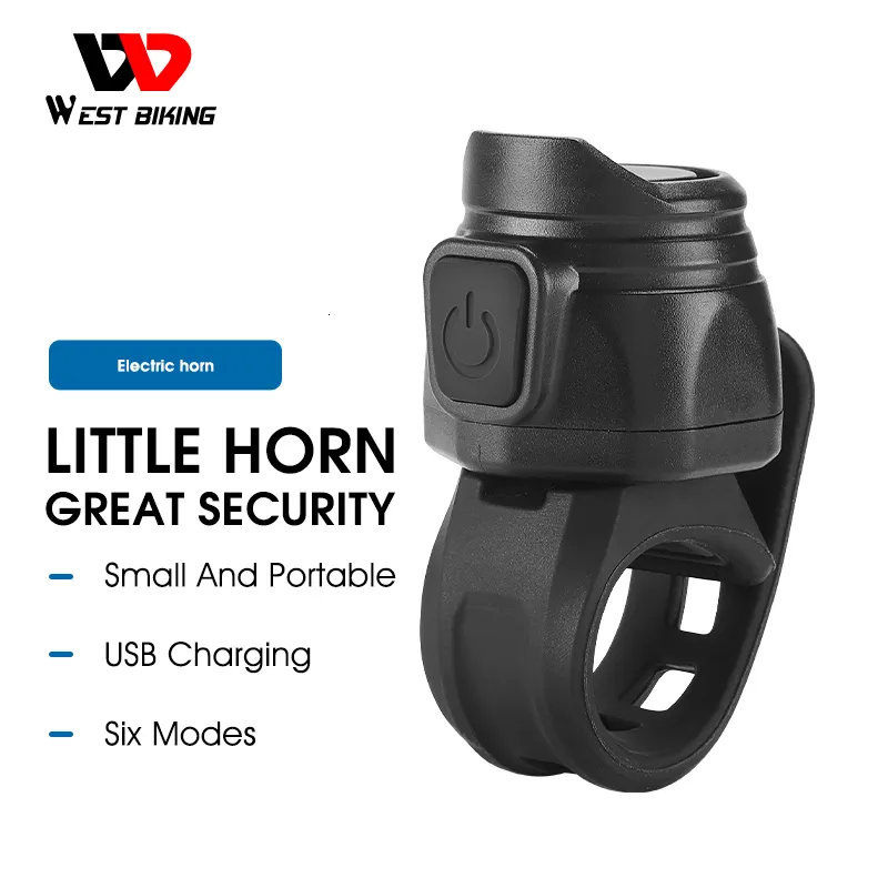 Horns de vélo de vélo de vélo de vélo de West USB RECHARGABLE 6 Mode son