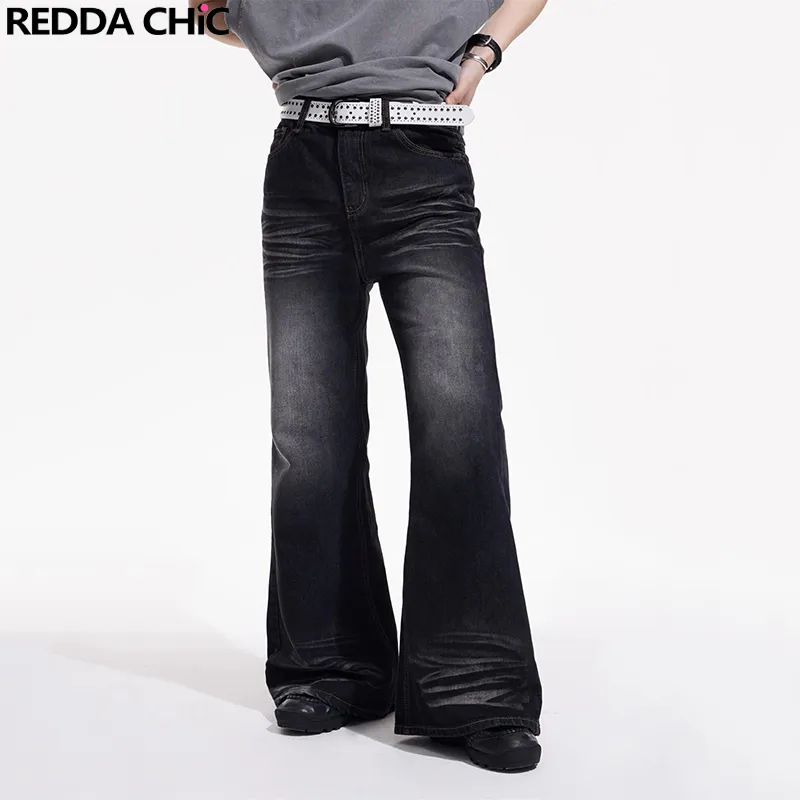 Мужские джинсы Винтажные мужские мешковатые джинсы Расклешенные повседневные широкие джинсовые брюки Acubi Fashion Harajuku Emo Streetwear Do Old Unisex Мужские брюки 230810