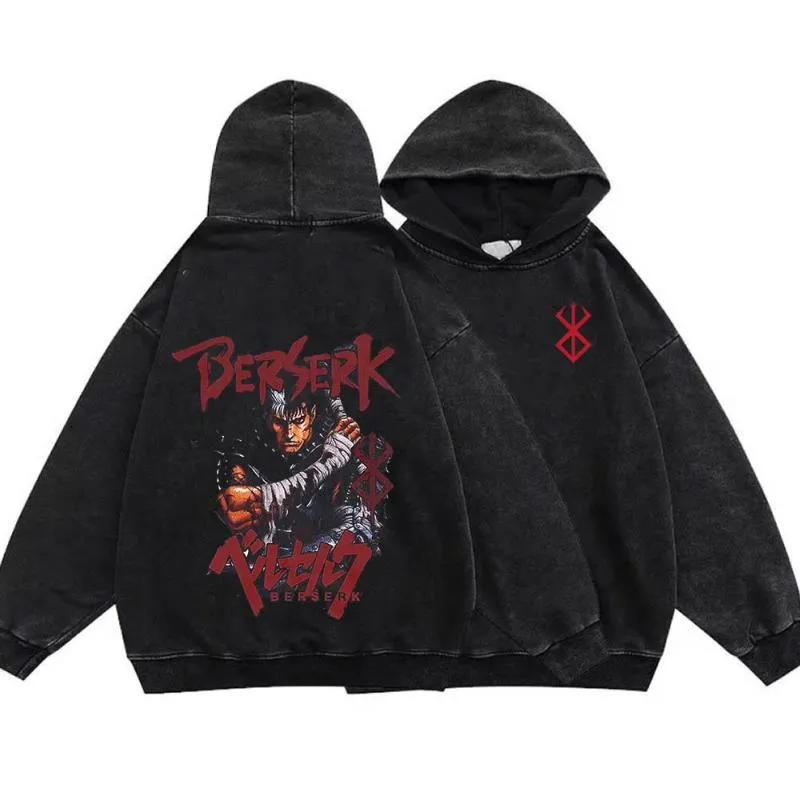 Sweat à Capuche Homme Berserk – Guts – Noir, Taille L – Hattree (retour Sans Défaut)