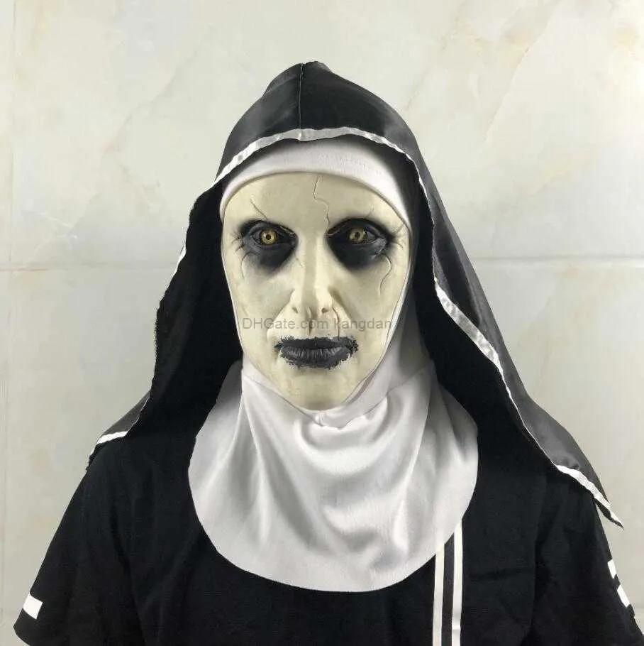 Retail Halloween The Nun Horror Mask Cosplay Valak Scary Latex Masks Full Face Helmet Demon Halloween Party Costume Props Gift