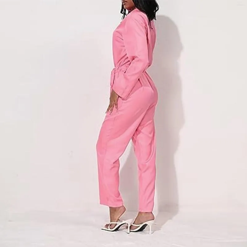 Womens 2-Piece Casual Jumpsuit: Y2K Streetwear, Pink, Elegant