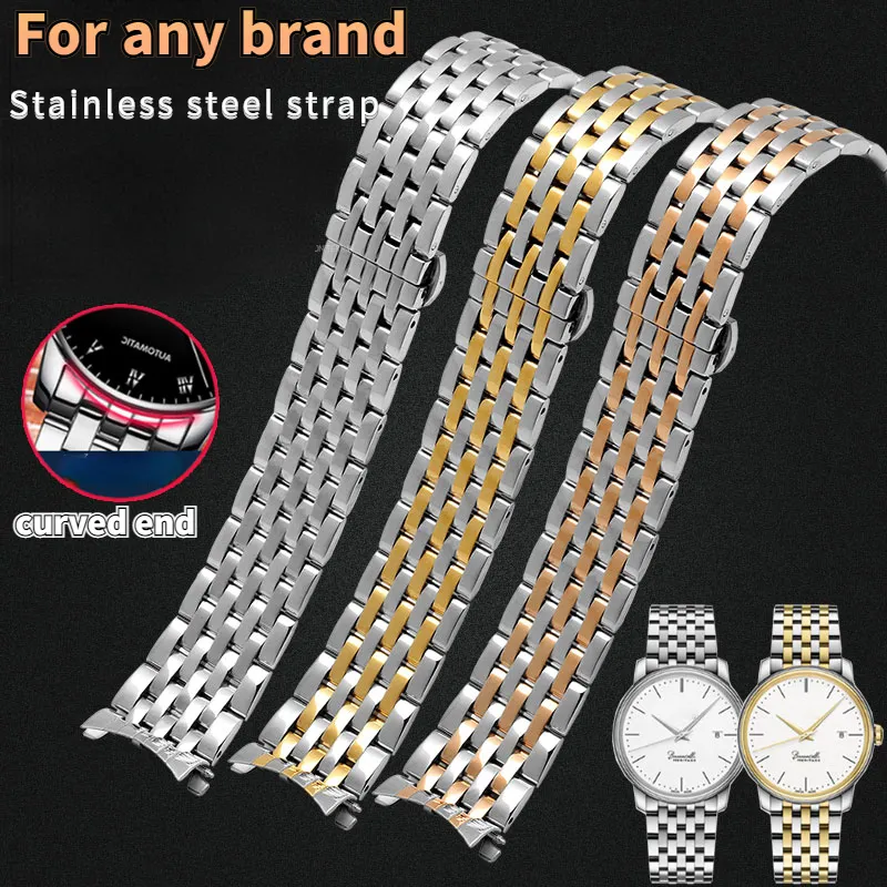 Watch Bands 18 19 20 21 22 23 24mm per qualsiasi marchio curvo in acciaio inossidabile in acciaio inossidabile con fibbia con fibbia per manutenzione da guardia del braccialette di guardia 230810