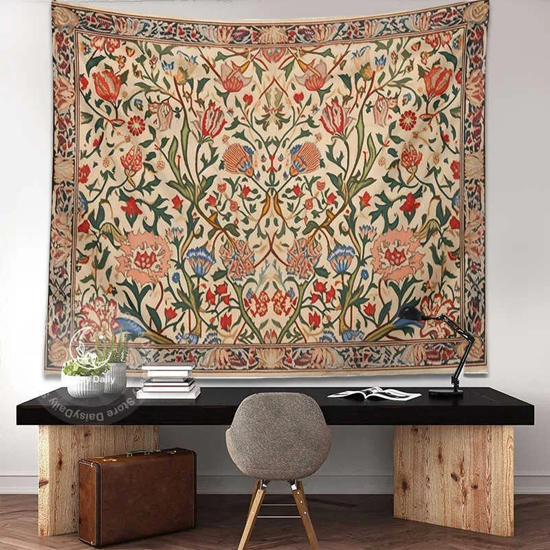 Tapisserier Mandala Vintage Flower Tapestry Wall Hanging Bohemian Indian Printed Wall Art Cloth Home Dorm Decor Bedroom trasa