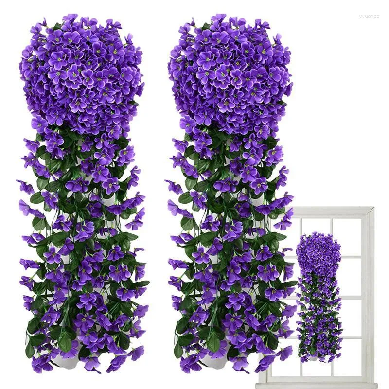 Decorative Flowers Artificial Violets Hang Decoration Plants Aesthetic Vines For Wedding Fence Wall Garden Balcony