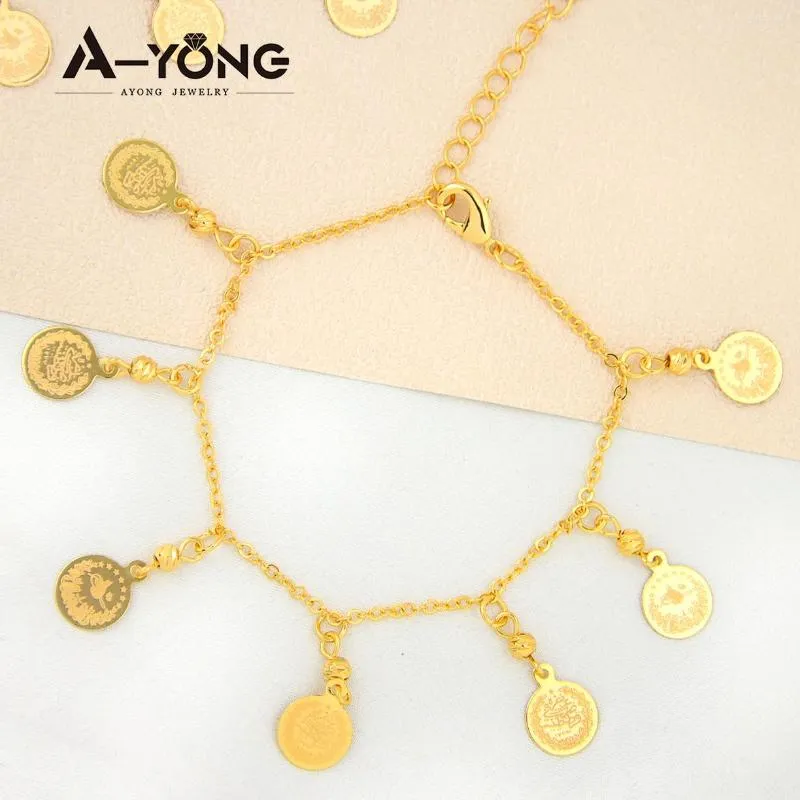 Ensemble de boucles d'oreilles et collier AYONG, bijoux élégants en pièces de monnaie turques, bracelet plaqué or 21 carats de Dubaï, accessoires de banquet de mariage_voghion.com
